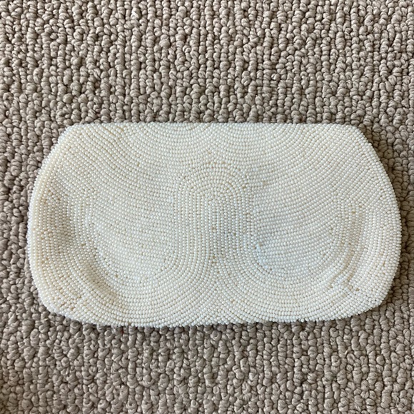 Vintage White Beaded Evening Bag Clutch - Picture 2 of 5